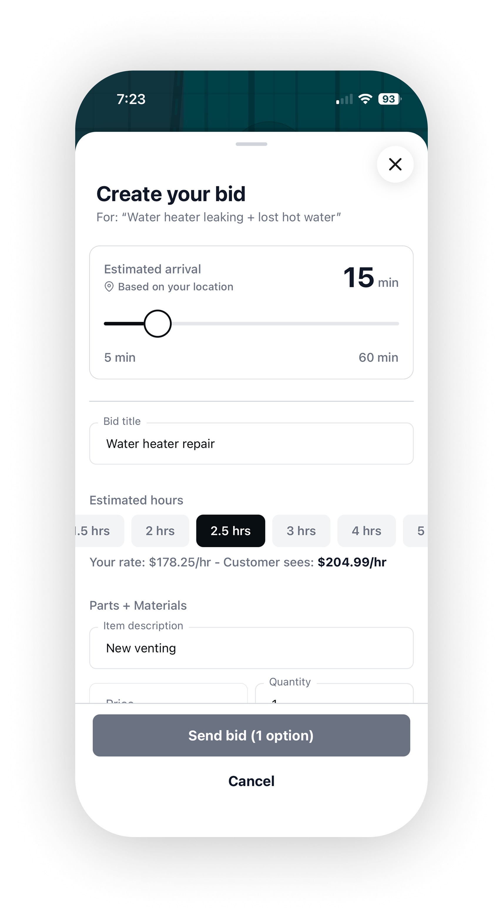 Truva app — Create your bid