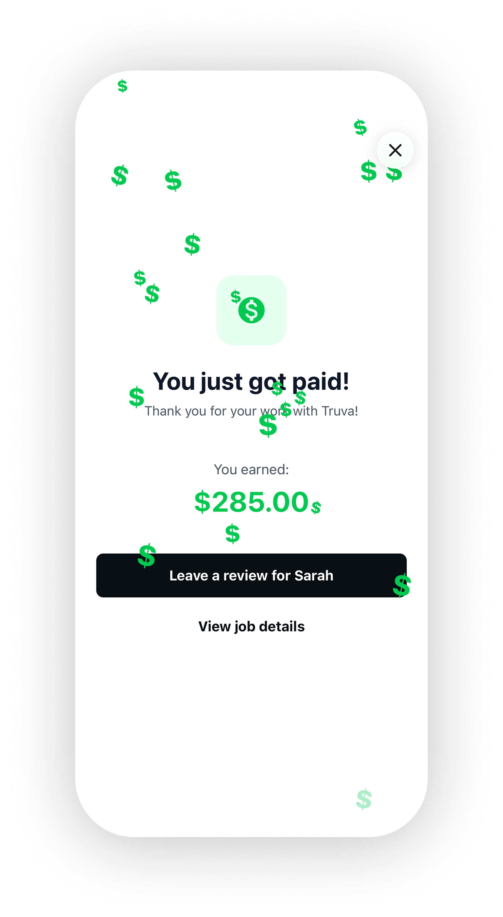 Truva app — You just got paid